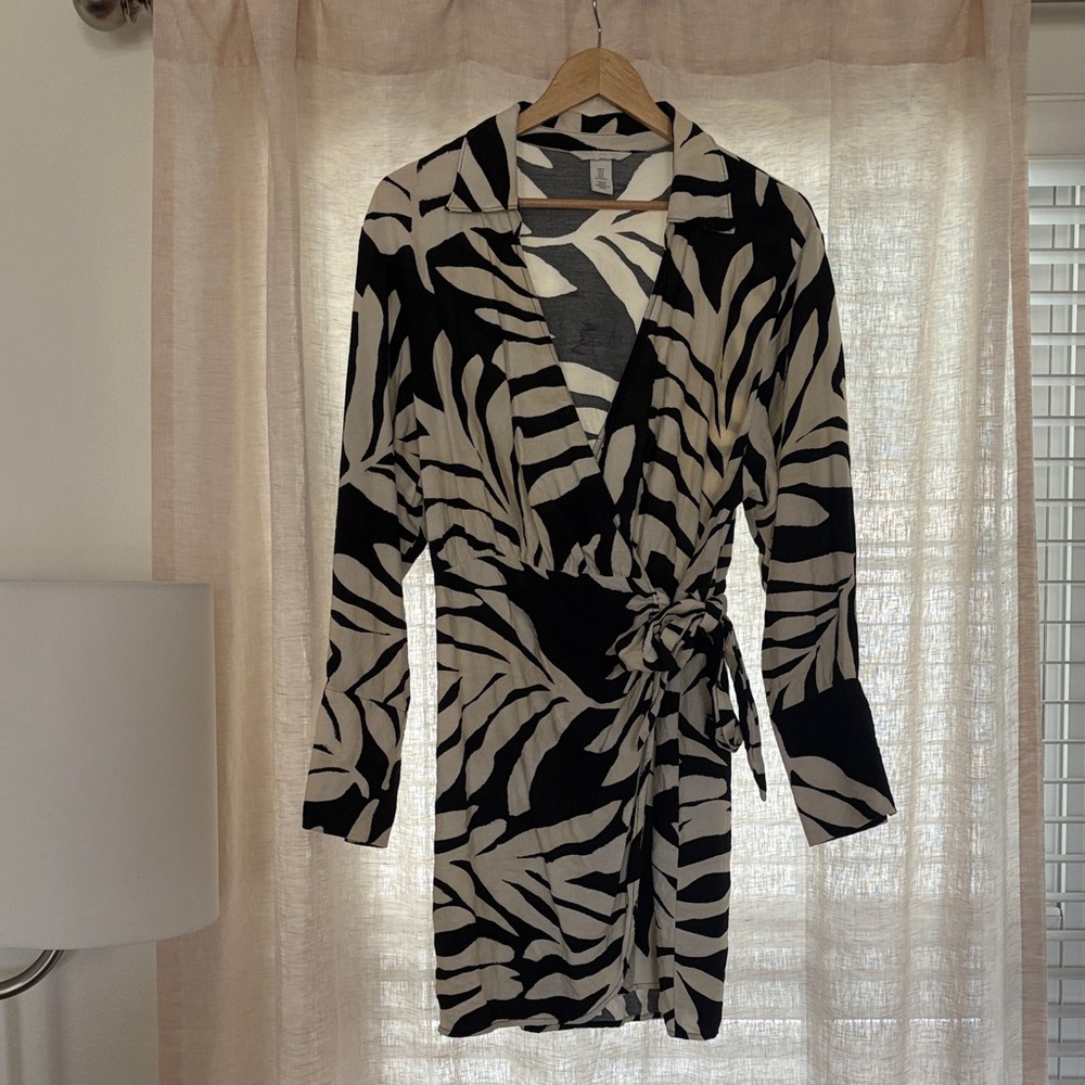 H&M Black and Cream Midi Dress